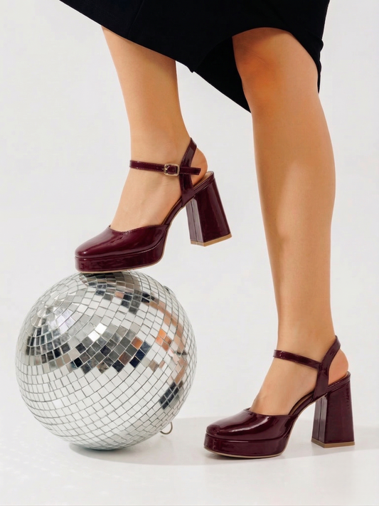 Shoes High Heel Leather Glossy H-17