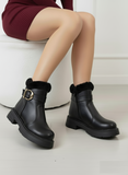 Ankle Boot Flat Leather With Fur G-57