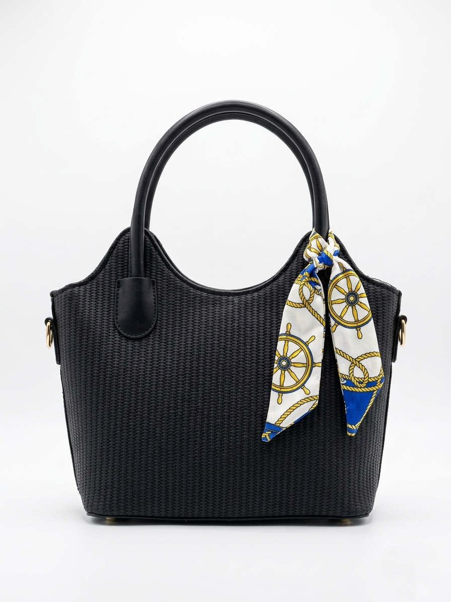 Leather Bag With a Colorful Silk Ribbon ZH-5