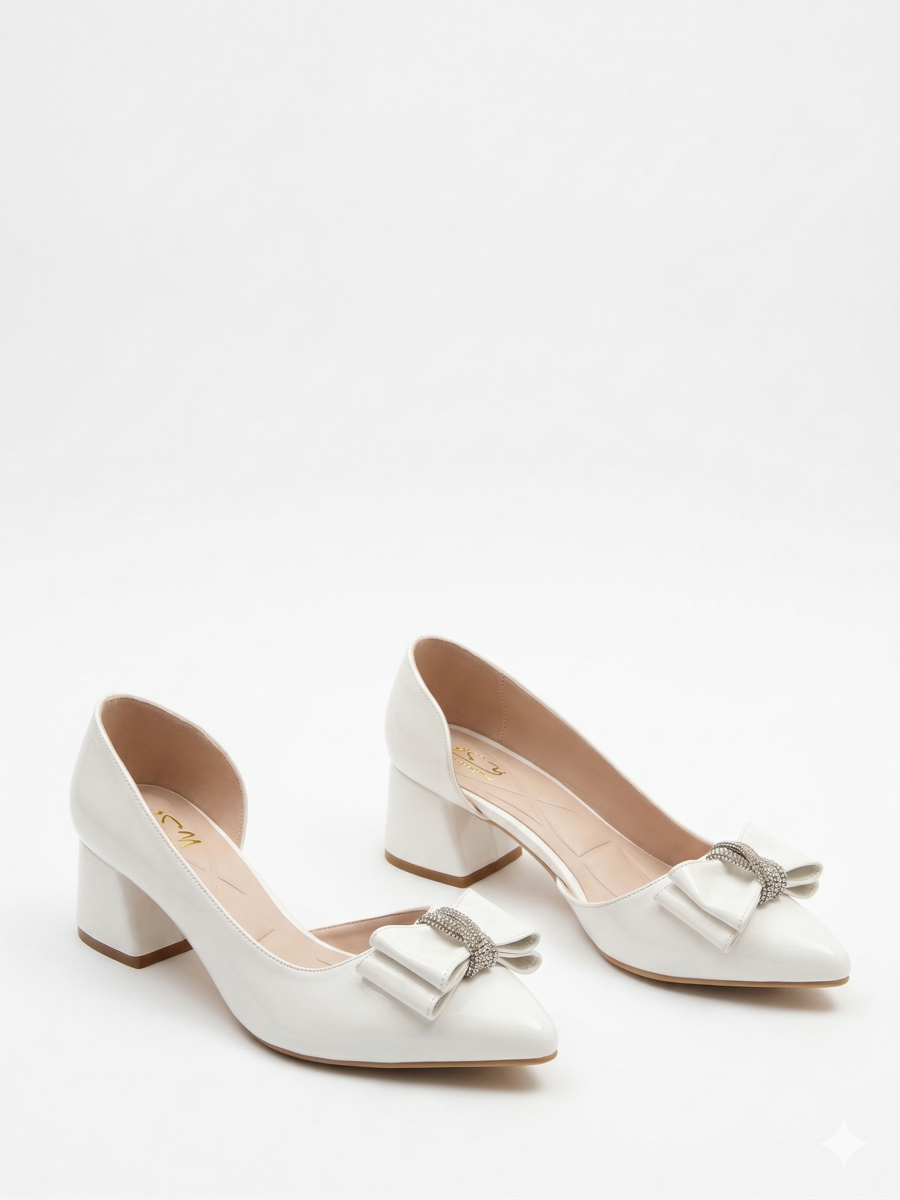 Shoes Mid Heels Leather Glossy With Bow GZ-904