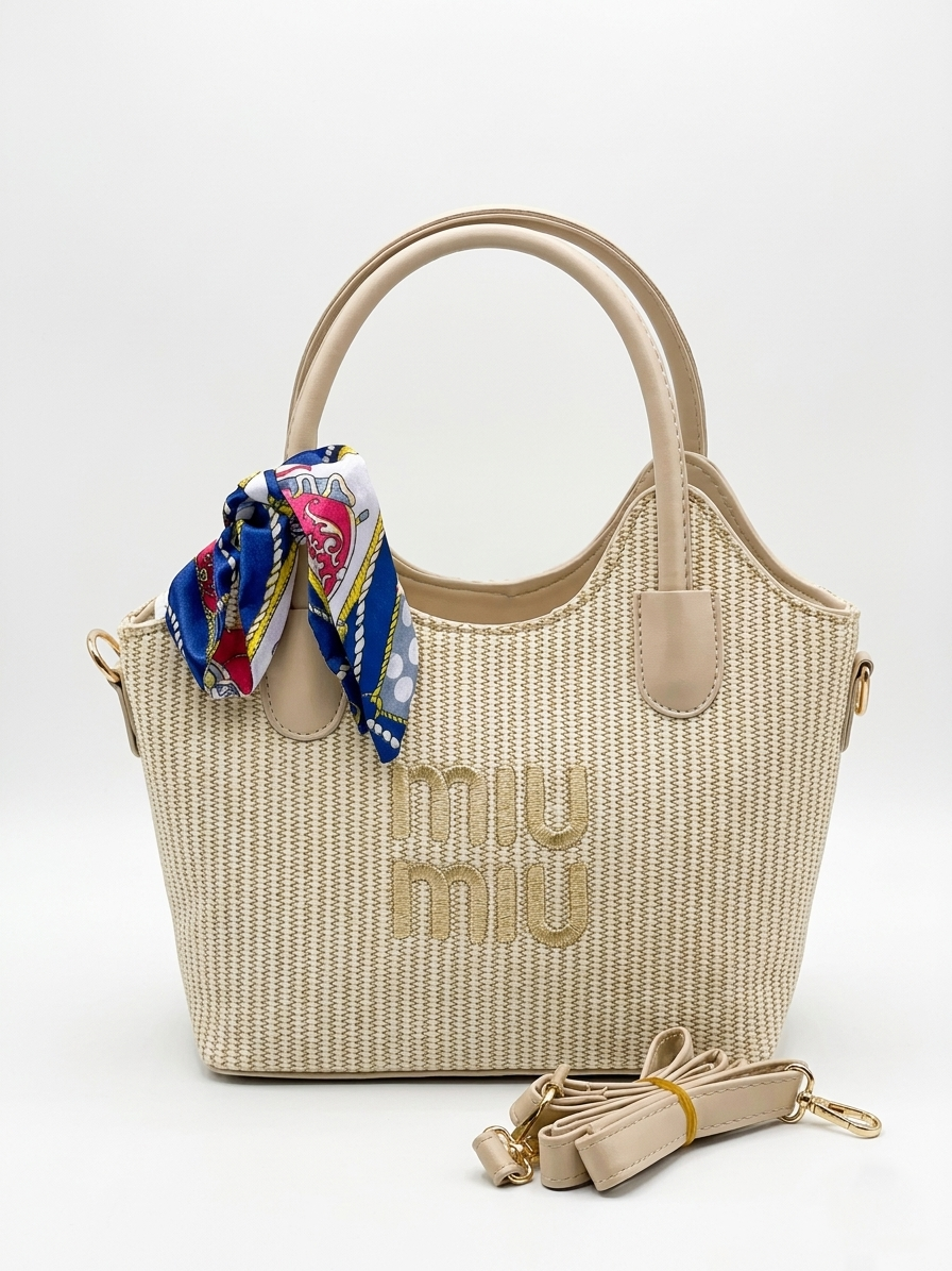 Leather Bag With a Colorful Silk Ribbon ZH-5