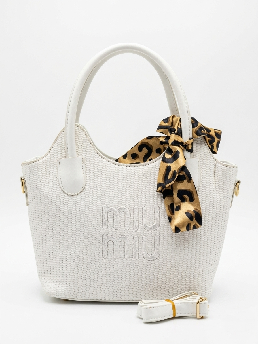 Leather Bag With a Colorful Silk Ribbon ZH-5