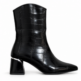 Ankle Boot Leather Crocodile Mid Heel an elegant design L-119