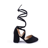 Shoes Mid Heels Suede With Lace-Up F-18