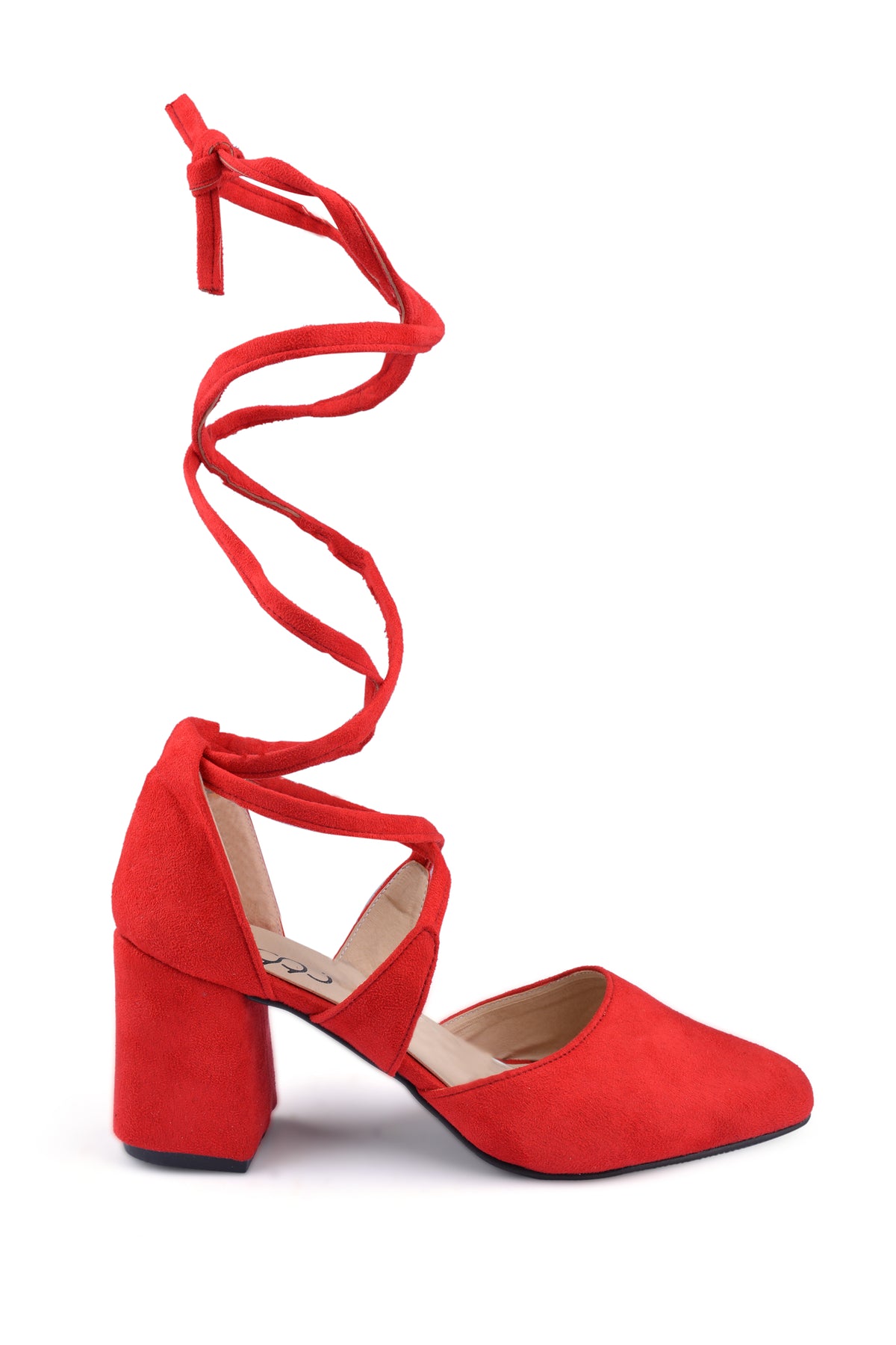 Shoes Mid Heels Suede With Lace-Up F-18