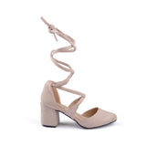 Shoes Mid Heels Suede With Lace-Up F-18