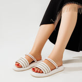 Sandal Flat Leather With Diamond Straps SF-43