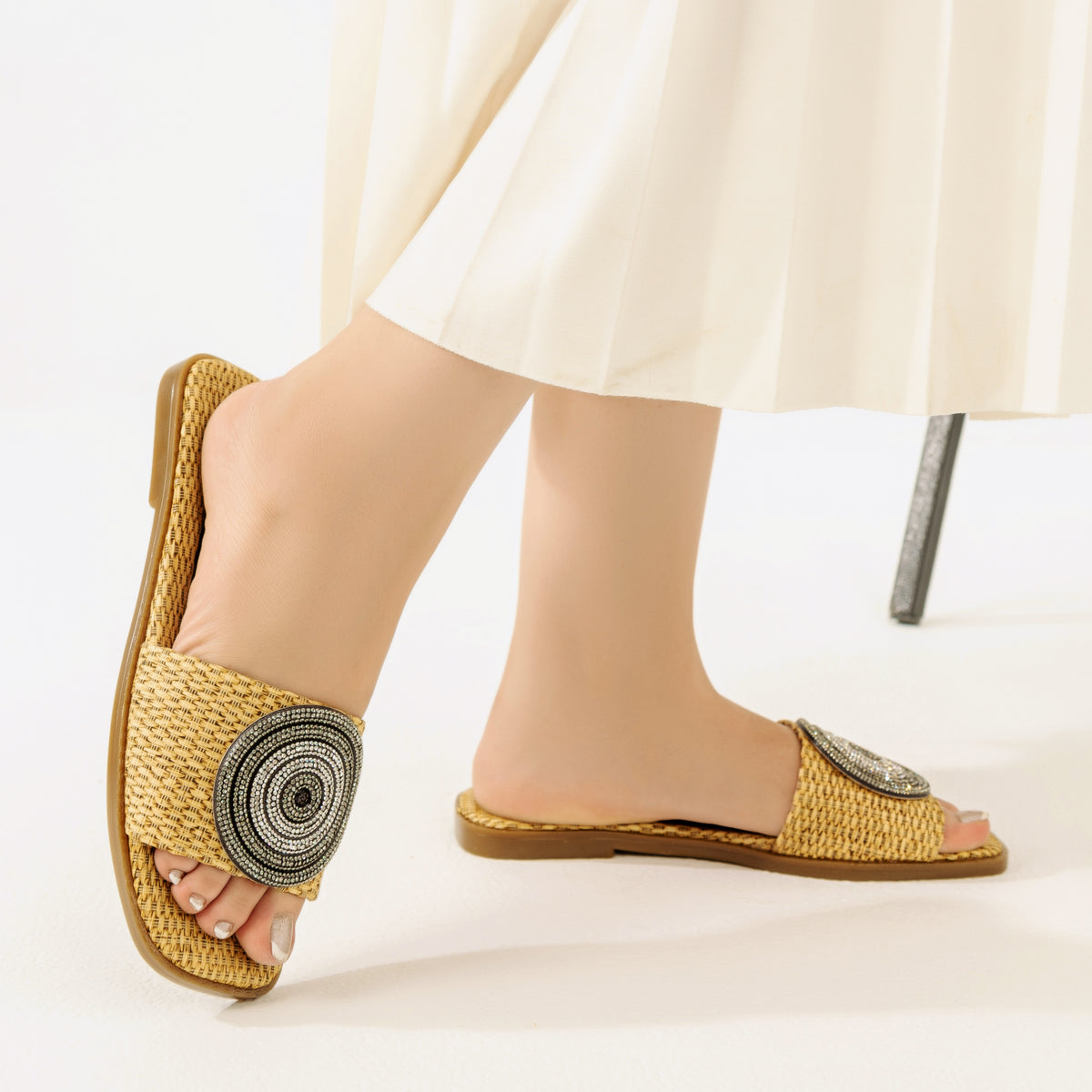 Slipper Flat Burlap With Accessories SL-150