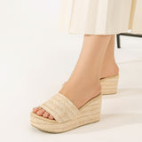 Slipper Wedge Burlap Basic S-21