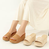 Slipper Wedge Burlap Basic S-21