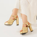 Leather heel sandal H-1