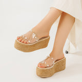 Slipper Wedge Burlap S-17 -Transparent