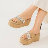 Slipper Wedge Burlap With Accessories S-19 - Transparent