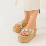 Slipper Wedge Burlap With Accessories S-19 - Transparent