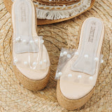 Slipper Wedge Burlap S-17 -Transparent