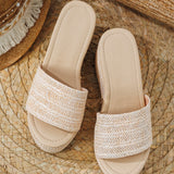 Slipper Wedge Burlap Basic S-21