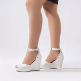 Suede Wedge Sandal W-4