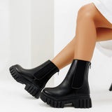 Mid-Calf Boots Leather With Zipper E-98