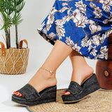 Slipper Wedge Burlap Basic S-21