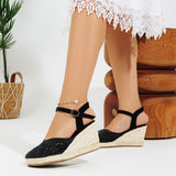 Sandal Wedge Fabric With Buckle W-8