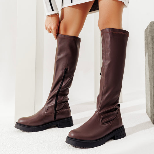 Knee-High Boots Leather With Zipper LB-31