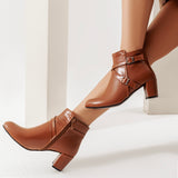 Ankle Boot Heels Leather With Accessories R-21