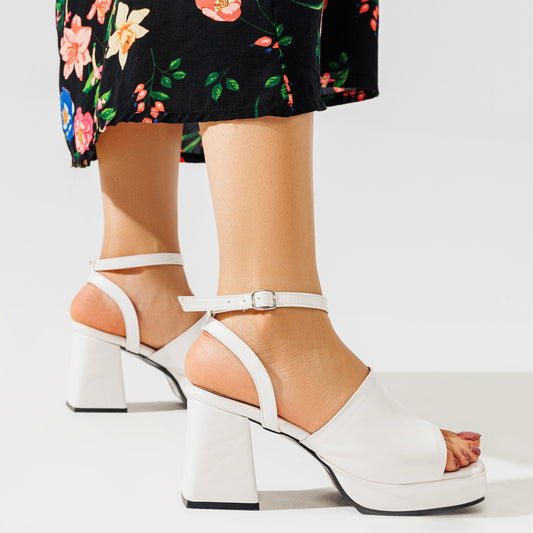 Leather Heel Sandal H-8