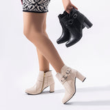 Ankle Boot Heels Leather Elegant R-23