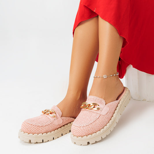 Mules Flat Fabric With Accessories SB-12