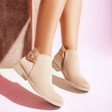 Ankle Boot Flat Suede With Zipper G-29