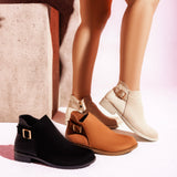 Ankle Boot Flat Suede With Zipper G-29