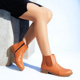 Ankle Boot Flat Leather With Elastic Elegant G-34