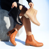 Ankle Boot Flat Leather With Elastic Elegant G-34