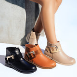 Ankle Boot Flat Leather With Buckle -G-27