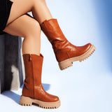 Boot Mid-Calf Leather With Zipper LB-33