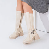 Long Boot Mid Heels Leather Elegant LB-40