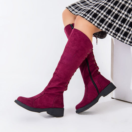 Long Boot Suede With Rope and Zipper LB-46