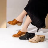 Mules Heel Suede with metal capsules SB-13