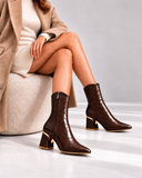 Ankle Boot Leather Crocodile Mid Heel an elegant design L-119