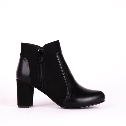 Leather And Suede Heel Boot R-9