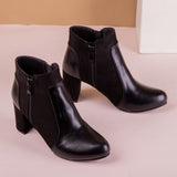 Leather And Suede Heel Boot R-9