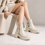 Women’s Ankle Boots Leather with Chunky Heel G-65