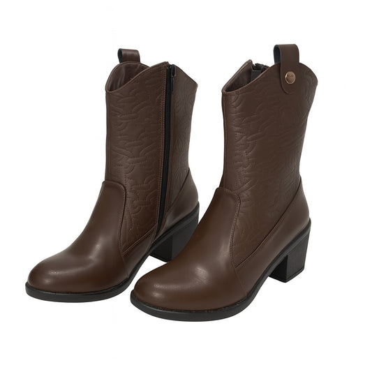 Long Boot Heels Leather Stylish LB-36
