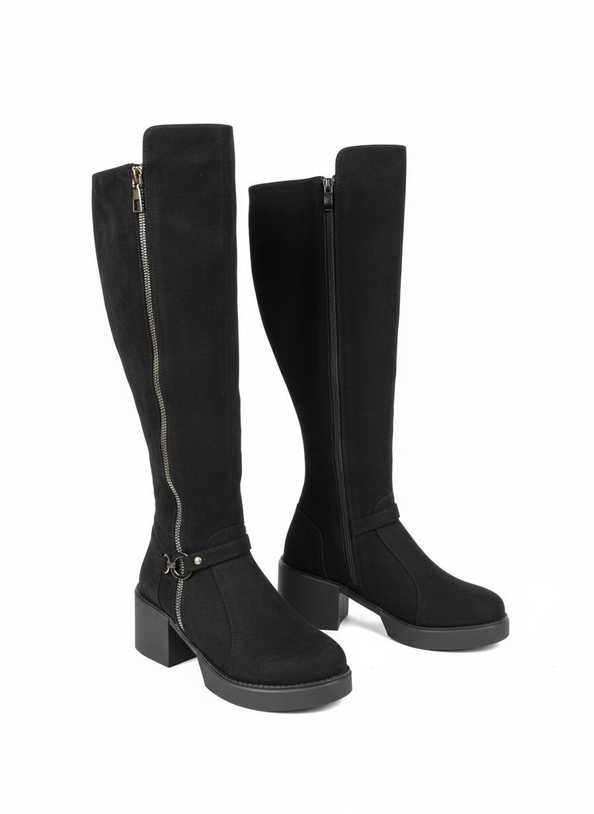 Long Boot Mid Heels Suede Elegant LB-42