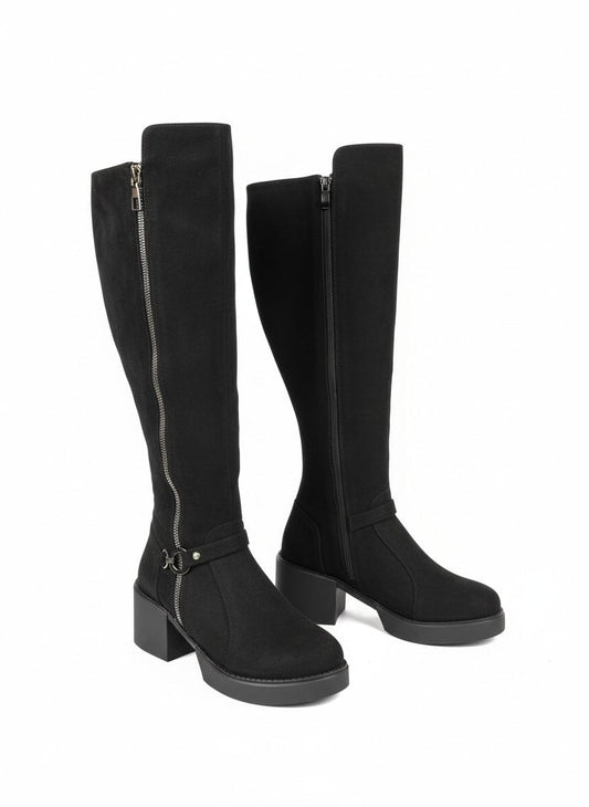 Long Boot Mid Heels Suede Elegant LB-42