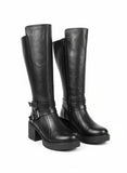 Long Boot Mid Heels Leather Elegant LB-40