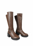 Long Boot Mid Heels Leather Elegant LB-40