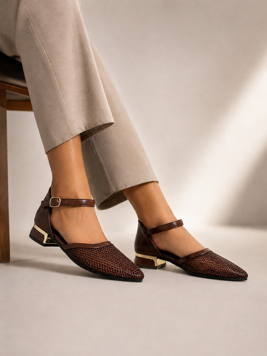 sandal flat Leather with mesh SF-64