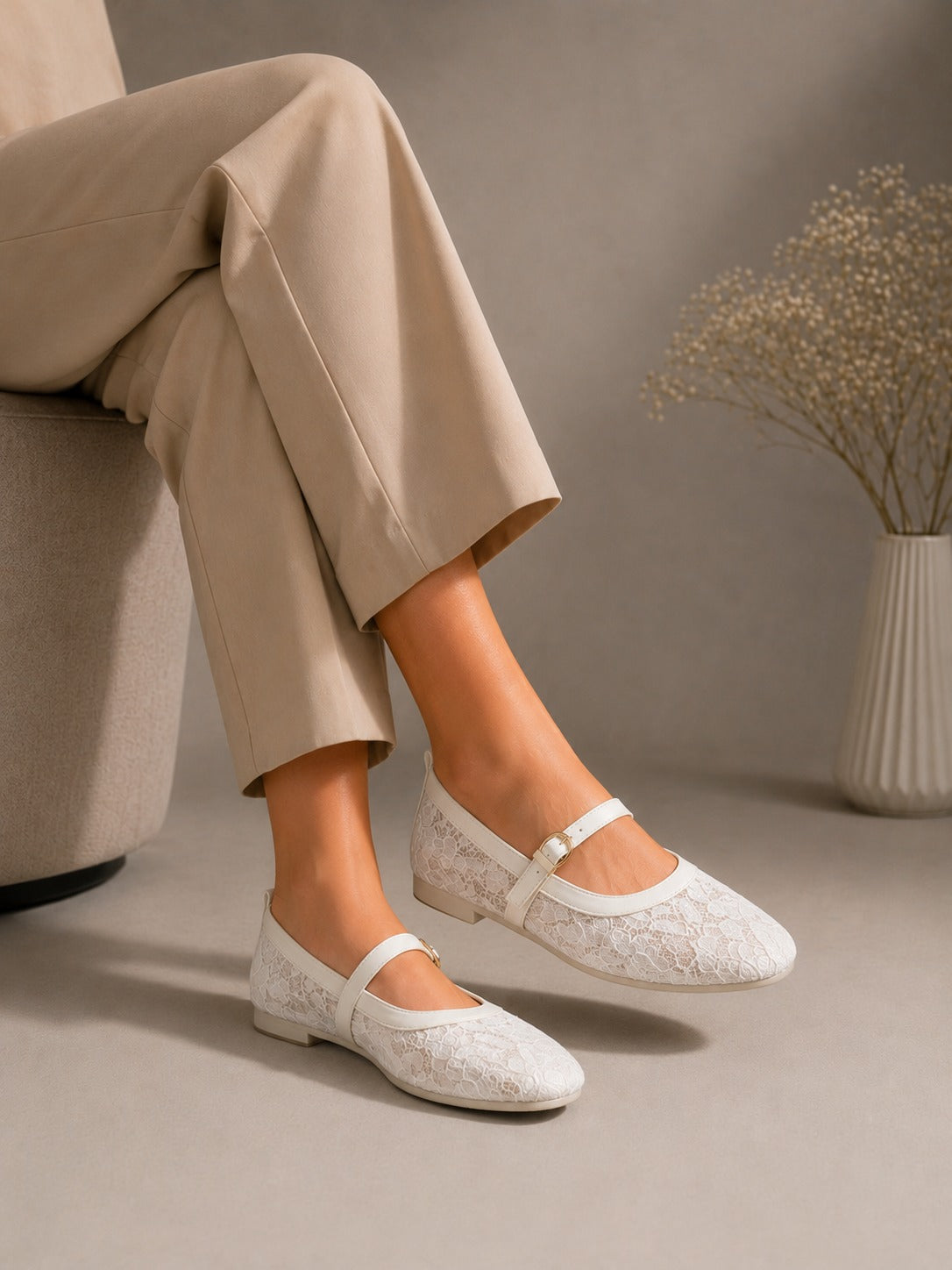 Ballerina flat Leather Tulle BF-810