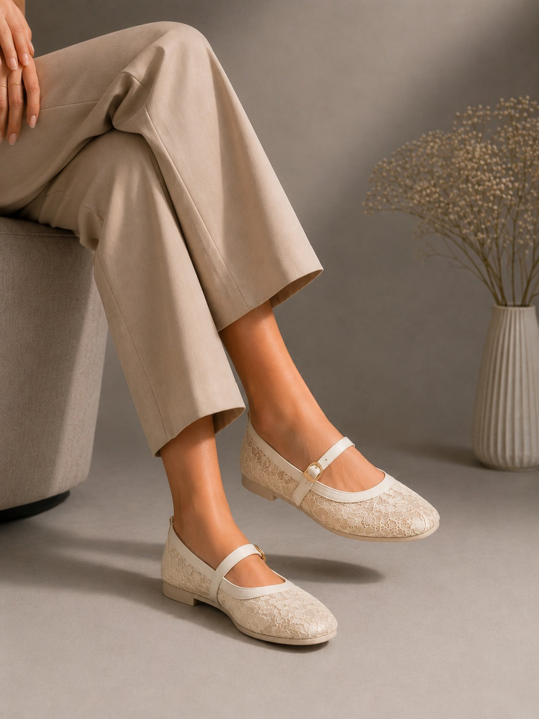 Ballerina flat Leather Tulle BF-810